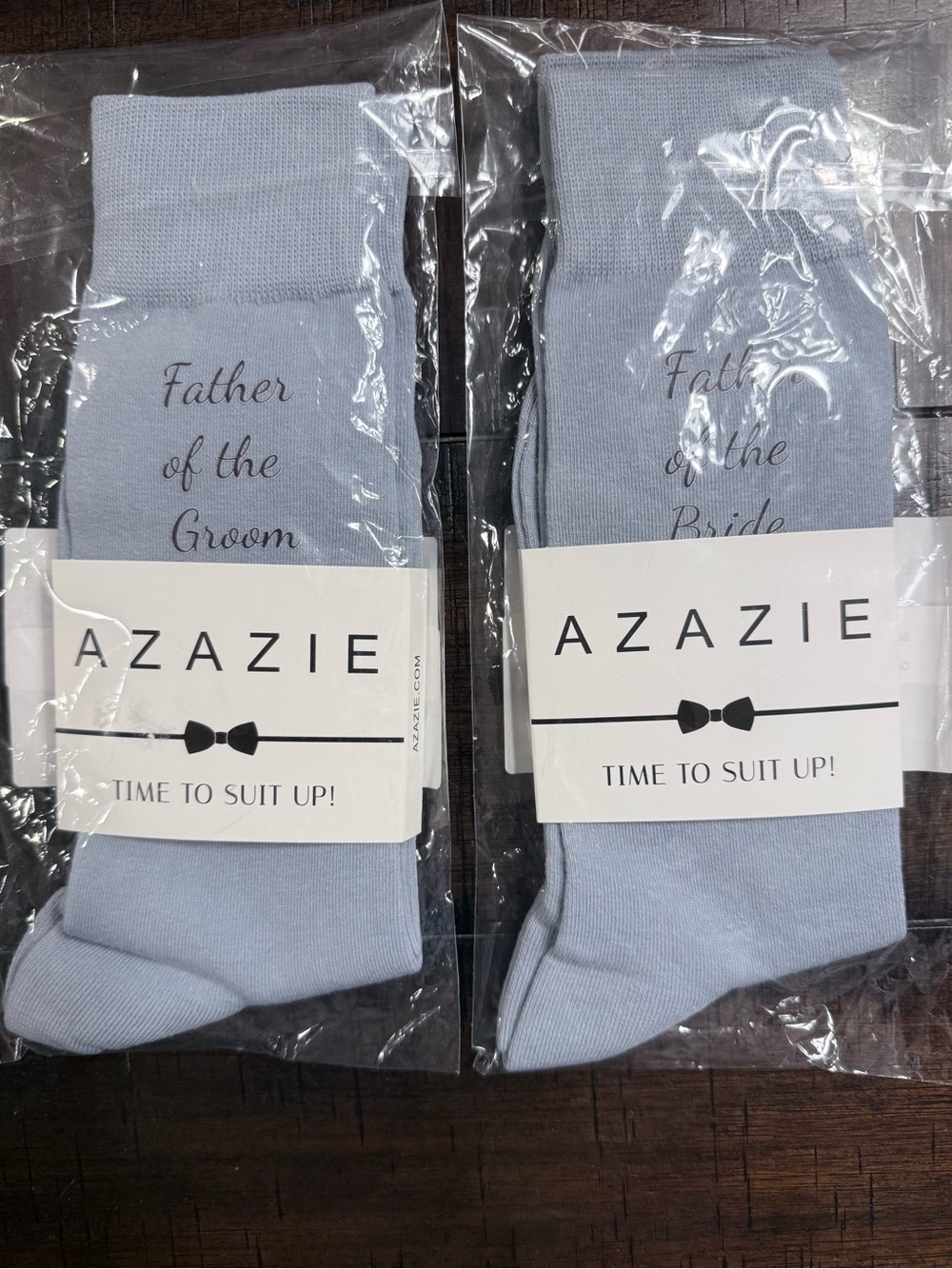 Azazie Dusty Blue Men’s Dress Socks - Father of the Groom / Bride